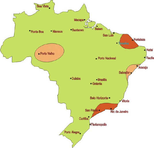Corrosion in Brazil as estimated from atmospheric corrosivity monitoring