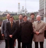 Redvers Parkins (right), leading the UK delegation to the first UK/USSR Corrosion Fatigue Exchange, in Moscow, May 1980