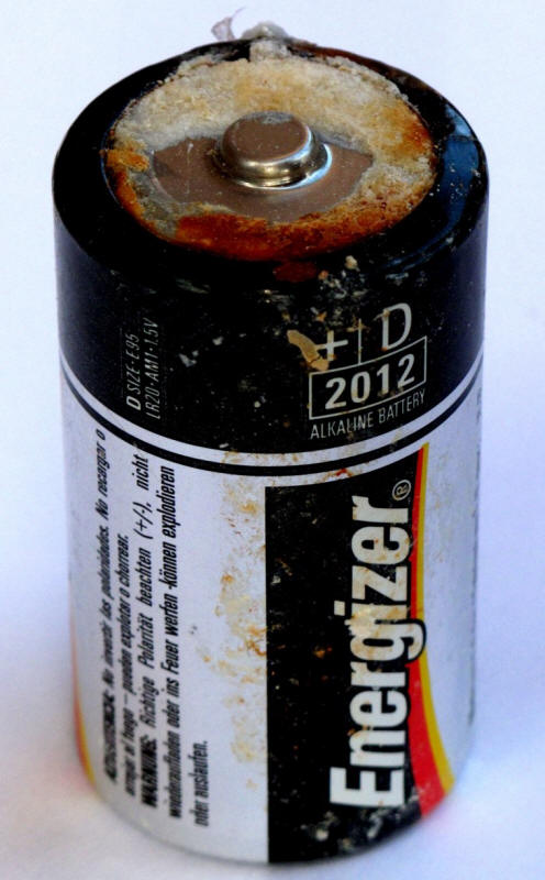 Alkaline battery corrosion