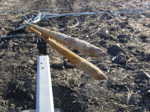 Anchor assembly cut by corrosion at the concrete anchorage