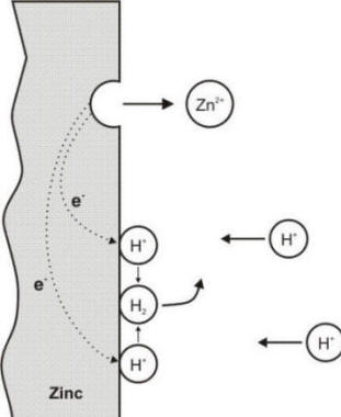 Electrochemical reactions occurring during the corrosion of zinc in air-free hydrochloric acid